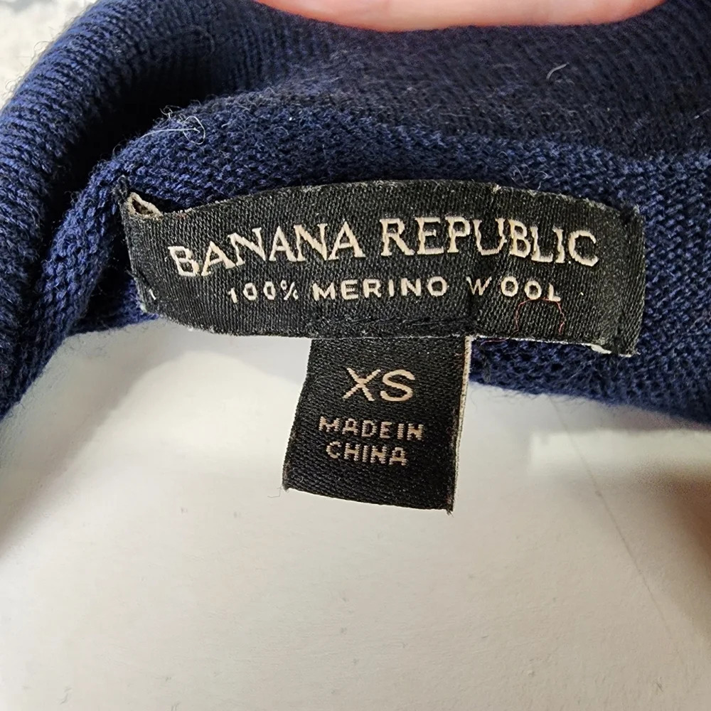 Banana Republic Merino Wool Belted Cardigan  Navy Blue Size XS Classic Luxury - Picture 2 of 13